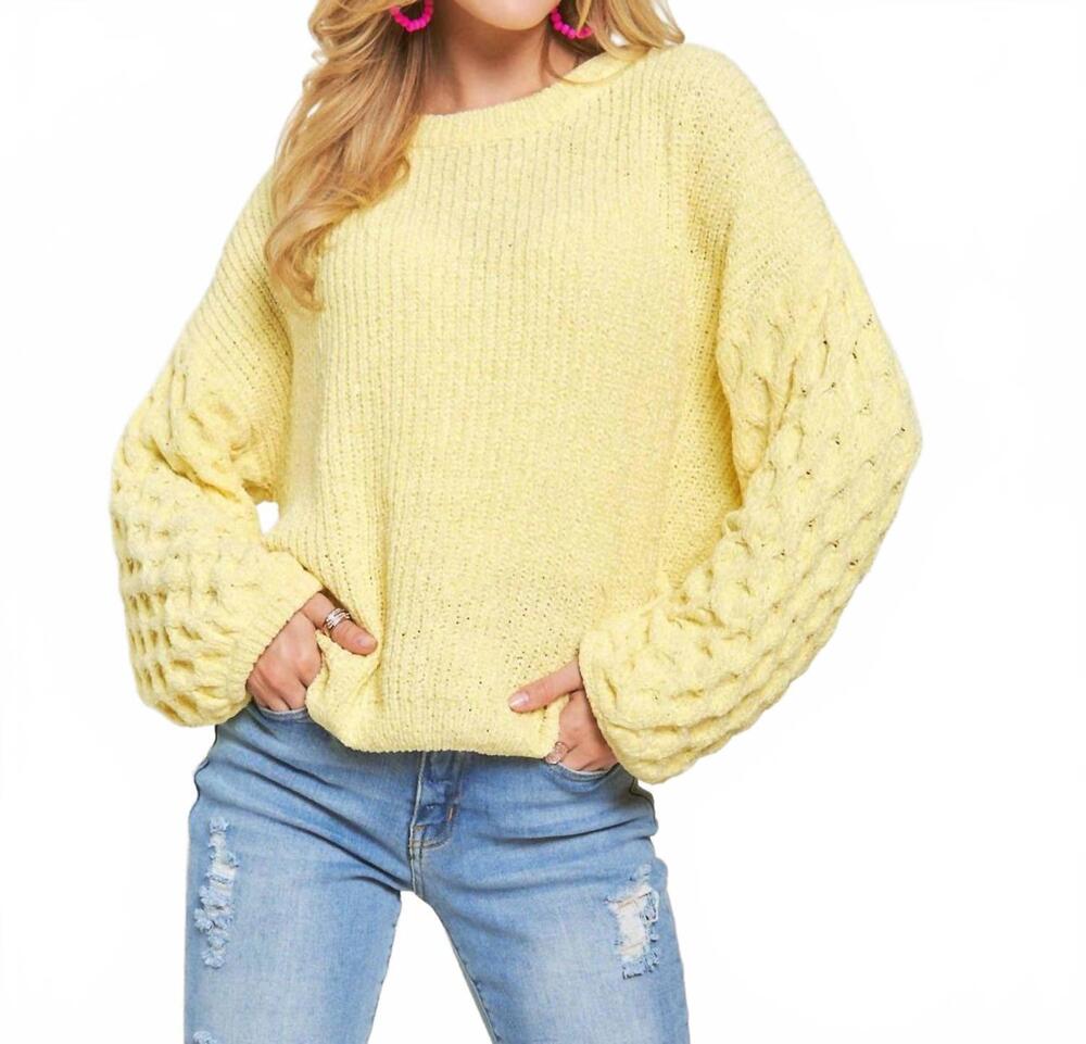 NEW ADORA puff sleeve sweater top in yellow